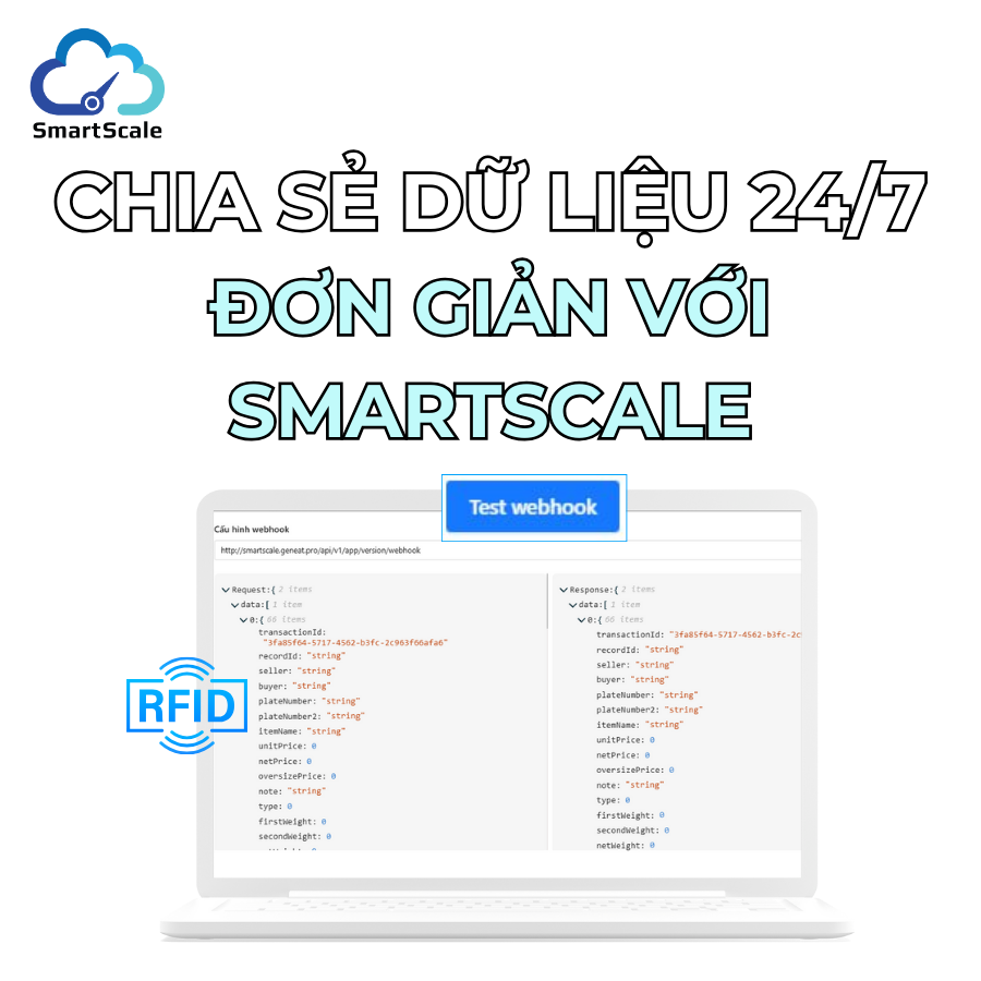 Tính năng mở rộng dễ dàng phần mềm cân với hệ thống thứ ba, chia sẻ phiếu cân tự động 24/7