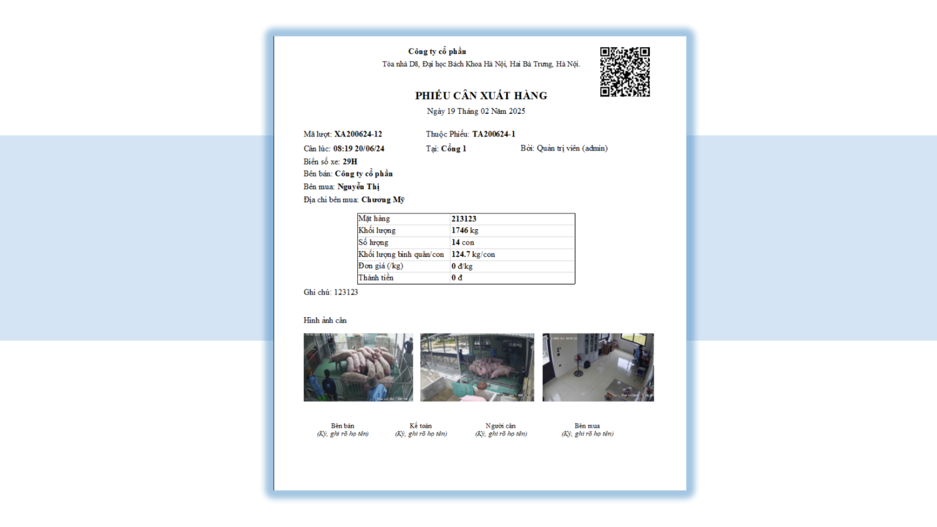 Phiếu cân điện tử thông minh – Đảm bảo 100% tính minh bạch, chính xác và chống gian lận