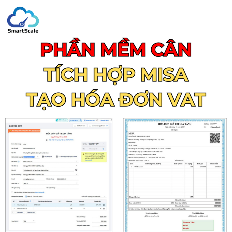 SmartScale tích hợp MISA – Chuẩn hóa dữ liệu cân xe sang hóa đơn VAT