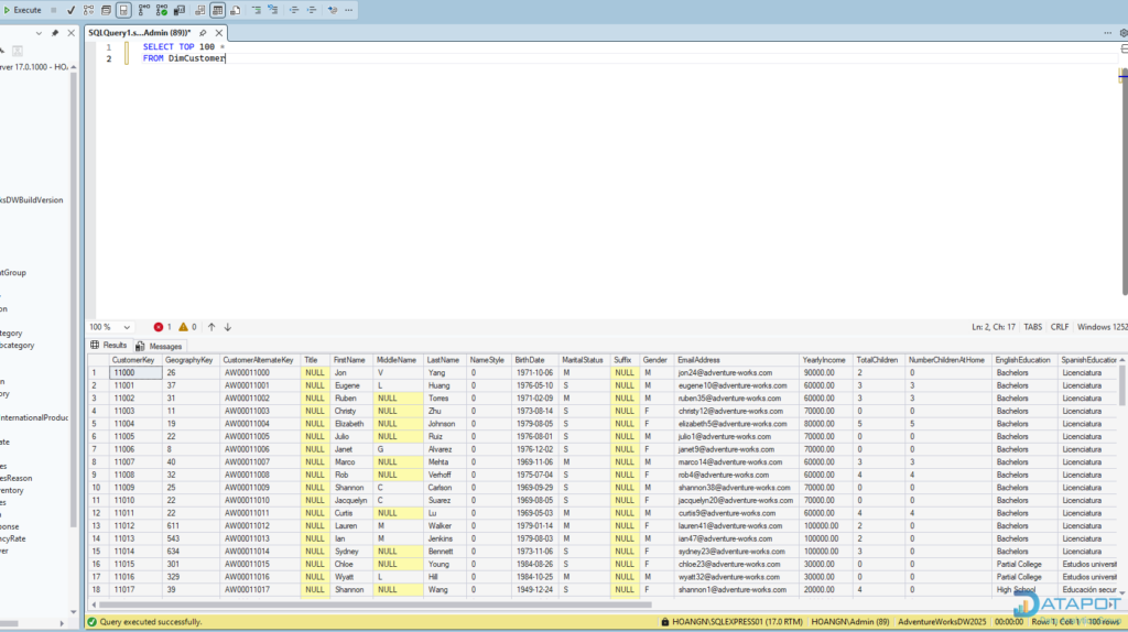 giao diện SQL