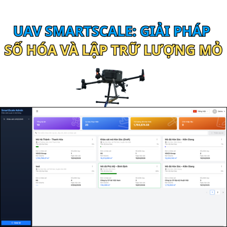 Giải pháp bay quét UAV SmartScale: Số hóa bãi vật liệu, lập trữ lượng khai thác chính xác và tạo bản đồ 2D/3D trong một quy trình