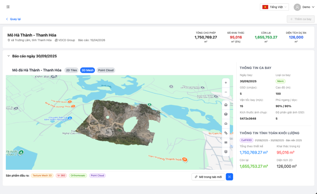 giao diện trữ lượng 3D